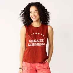 Women's Sonoma Goods For Life® Muscle Graphic Tank -StyleUp Sales Store 5504455 Chili Create Kindness