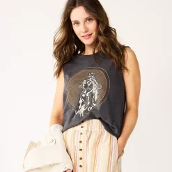 Women's Sonoma Goods For Life® Muscle Graphic Tank -StyleUp Sales Store 5504455 Gray Cowboy