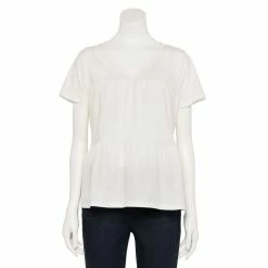 Women's Sonoma Goods For Life® Tiered V-Neck Top -StyleUp Sales Store 5508144 Cream White