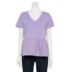 Women's Sonoma Goods For Life® Tiered V-Neck Top -StyleUp Sales Store 5508144 Light Purple