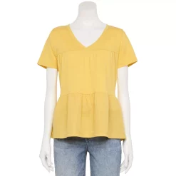 Women's Sonoma Goods For Life® Tiered V-Neck Top -StyleUp Sales Store 5508144 Yellow