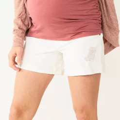 Maternity Sonoma Goods For Life® Side-Panel Cuffed Hem Jean Shorts -StyleUp Sales Store 5509951 Vital White