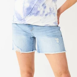 Maternity Sonoma Goods For Life® Side Panel Frayed Hem Jean Shorts -StyleUp Sales Store 5509952 Medium Was Destruction