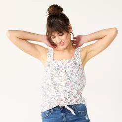 Women's Sonoma Goods For Life® Tie-Hem Squareneck Tank -StyleUp Sales Store 5510685 Multi Color Floral