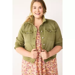 Plus Size Sonoma Goods For Life® Premium Over-Dyed Jacket -StyleUp Sales Store 5511545 Lennon Green