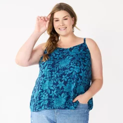 Plus Size Sonoma Goods For Life® Swing Tank -StyleUp Sales Store 5514853 Blue Linework