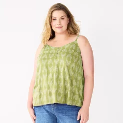 Plus Size Sonoma Goods For Life® Swing Tank -StyleUp Sales Store 5514853 Lime Geo