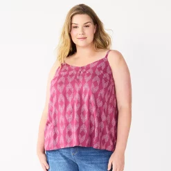 Plus Size Sonoma Goods For Life® Swing Tank -StyleUp Sales Store 5514853 Mauve Geo