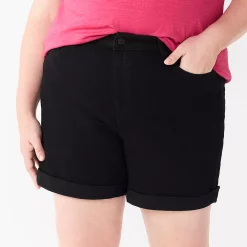 Plus Size Sonoma Goods For Life® Highrise Curvy Denim Shorts -StyleUp Sales Store 5515737 Black