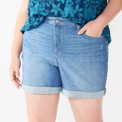 Plus Size Sonoma Goods For Life® Highrise Curvy Denim Shorts -StyleUp Sales Store 5515737 Bohemian