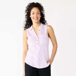 Women's Sonoma Goods For Life® Popover V-neck Utility Tank -StyleUp Sales Store 5522895 Light Purple