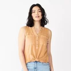 Women's Sonoma Goods For Life® Popover V-neck Utility Tank -StyleUp Sales Store 5522895 Peach