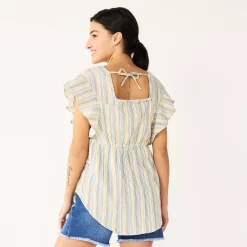 Maternity Sonoma Goods For Life® Squareneck Ruffle Top -StyleUp Sales Store 5525569 ALT