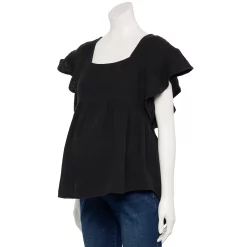 Maternity Sonoma Goods For Life® Squareneck Ruffle Top -StyleUp Sales Store 5525569 Pitch Black