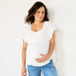 Maternity Sonoma Goods For Life® Squareneck Ruffle Top -StyleUp Sales Store 5525569 Vital White