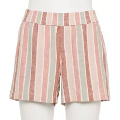 Women's Sonoma Goods For Life® 5" Pull-On Easy Shorts -StyleUp Sales Store 5526329 Mauve Multi Stripe