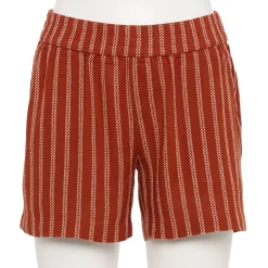 Women's Sonoma Goods For Life® 5" Pull-On Easy Shorts -StyleUp Sales Store 5526329 Rust Stripe