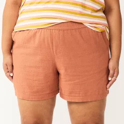 Plus Size Sonoma Goods For Life® Easy Pull-On Shorts -StyleUp Sales Store 5526465 Mocha Frosting