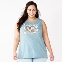 Plus Size Sonoma Goods For Life® Graphic Muscle Tank -StyleUp Sales Store 5529302 Blue Record