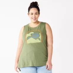 Plus Size Sonoma Goods For Life® Graphic Muscle Tank -StyleUp Sales Store 5529302 Olive Horizon