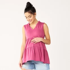 Maternity Sonoma Goods For Life® Tiered Ruffle Neck Top -StyleUp Sales Store 5530140 Mauve