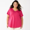 Plus Size Sonoma Goods For Life® V-Neck Tunic Tee -StyleUp Sales Store 5532474 Berry