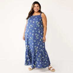 Women's Sonoma Goods For Life® Tiered Maxi Dress -StyleUp Sales Store 5539034 Navy Floral