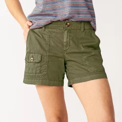 Women's Sonoma Goods For Life® Comfort Waist 5" Utility Shorts -StyleUp Sales Store 5542176 Olive