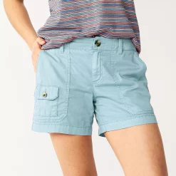 Women's Sonoma Goods For Life® Comfort Waist 5" Utility Shorts -StyleUp Sales Store 5542176 Pelican Blue