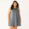 Plus Size Sonoma Goods For Life® Pocket Sleeveless Swing Dress -StyleUp Sales Store 5546108 Gray Stars
