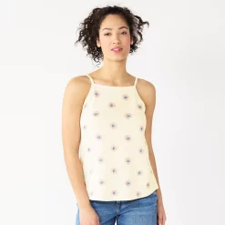 Women's Sonoma Goods For Life® Squareneck Camisole -StyleUp Sales Store 5546411 Cream Sunflower