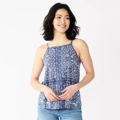 Women's Sonoma Goods For Life® Squareneck Camisole -StyleUp Sales Store 5546411 Navy Bandana