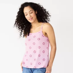 Women's Sonoma Goods For Life® Squareneck Camisole -StyleUp Sales Store 5546411 Purple Floral