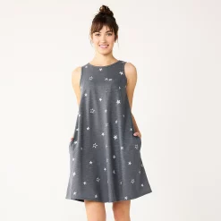 Women's Sonoma Goods For Life® Sleeveless Swing Dress -StyleUp Sales Store 5546448 Gray Stars