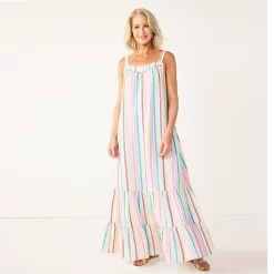 Women's Sonoma Goods For Life® Tiered Maxi Dress 9 Women's Sonoma Goods For Life® Tiered Maxi Dress -StyleUp Sales Store 5547161 Multi Color Stripe