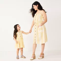 Women's Sonoma Goods For Life® Print Button-Front Tank Dress -StyleUp Sales Store 5547163 Yellow Stripe