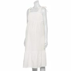 Maternity Sonoma Goods For Life® Smocked Tie-Shoulder Midi Dress -StyleUp Sales Store 5548733 White