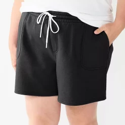 Plus Size Sonoma Goods For Life® Drawstring Fleece Shorts -StyleUp Sales Store 5549511 Black
