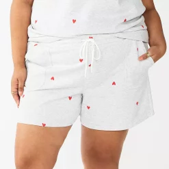 Plus Size Sonoma Goods For Life® Drawstring Fleece Shorts -StyleUp Sales Store 5549511 Gray Hearts