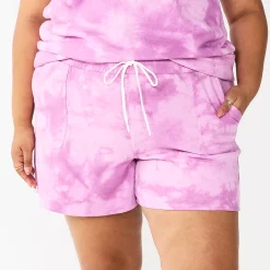 Plus Size Sonoma Goods For Life® Drawstring Fleece Shorts -StyleUp Sales Store 5549511 Purple Dye