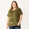 Plus Size Sonoma Goods For Life® Short-Sleeve Fleece Sweatshirt -StyleUp Sales Store 5550378 Camo Floral