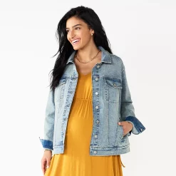 Maternity Sonoma Goods For Life® Embroidered "Mama" Jean Jacket -StyleUp Sales Store 5556612 ALT