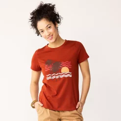 Women's Sonoma Goods For Life® Summer Graphic Tees -StyleUp Sales Store 5558324 Dark Rust Palm Scene