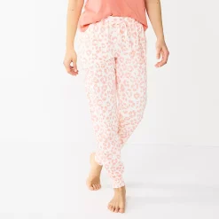 Women's Sonoma Goods For Life® Essential Banded Bottom Pajama Pants -StyleUp Sales Store 5558711 Coral Animal