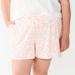 Plus Size Sonoma Goods For Life® Essential Pajama Shorts -StyleUp Sales Store 5558715 Coral Animal