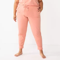 Plus Size Sonoma Goods For Life® Essential Banded Bottom Pajama Pants -StyleUp Sales Store 5558717 Natural Coral