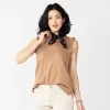 Petite Sonoma Goods For Life® French Terry Flutter-Sleeve Top -StyleUp Sales Store 5568468 Cocoa Brown