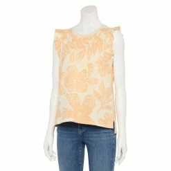 Petite Sonoma Goods For Life® French Terry Flutter-Sleeve Top -StyleUp Sales Store 5568468 Coral Floral