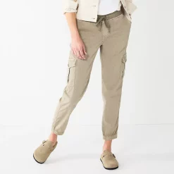 Petite Sonoma Goods For Life® Mid Rise Pull On Jogger Pants -StyleUp Sales Store 5569580 Khaki