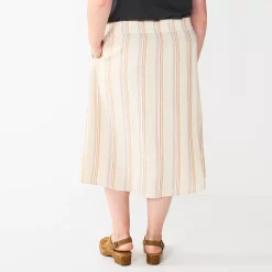 Plus Size Sonoma Goods For Life® Vented Button-Front Midi Skirt -StyleUp Sales Store 5570625 ALT